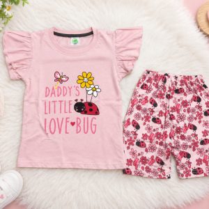 Girls’ Ladybug Printed T-Shirt & Shorts Set | 2-Piece Kids Outfit