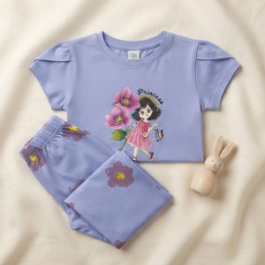 Cute Princess Printed Cotton Lounge & Sleepwear Set for Girls 2 to 12 years